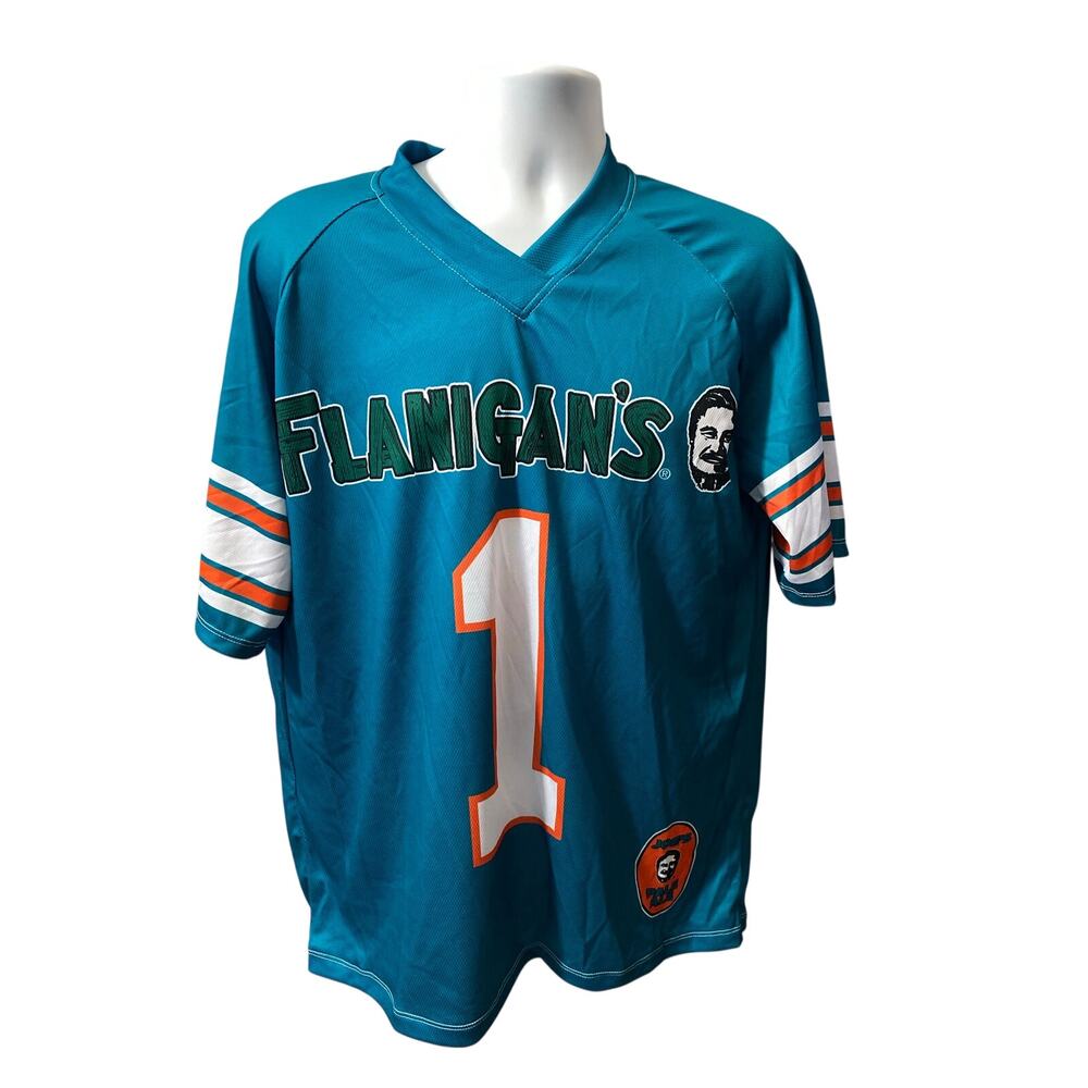 FLANAGAN'S MIAMI DOLPHINS SHIRT — Green Orange Football Jersey Men's XL 24x30